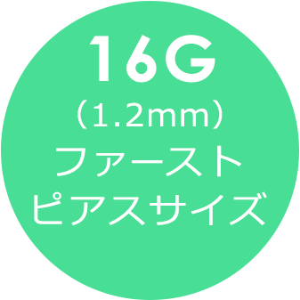 16G (.8mm) ファーストピアスサイズ