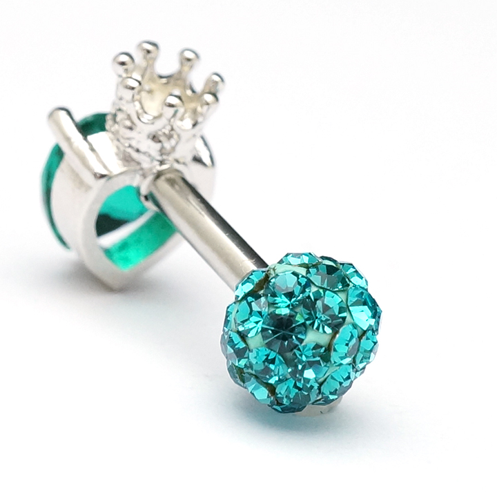 10K ＷＧ ハート クラウン　ピアス クラウンハート×crystal