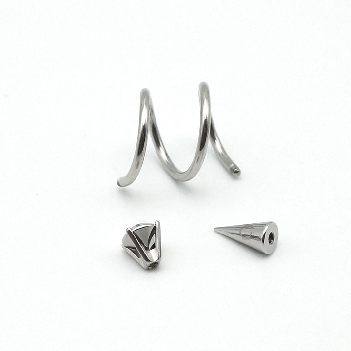 天然ダイヤモンド0.196ct②+0.192ct立爪バーベル両耳用ソーティング付 MULL】 Metal立爪ダブルスパイクスパイラル