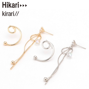 【FINAL SALE】 Hikari Kirari// クルクルアンバランスピアス（両耳用） (ネコポスOK) 4,400円(税込)以上 送料無料 0516cs